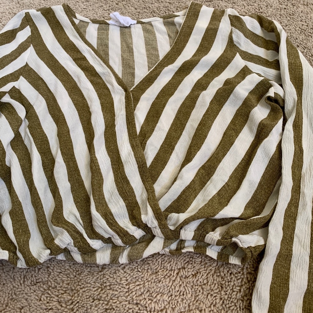 Green striped blouse!